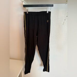 OVO Black Leggings with Gold Side Stripe